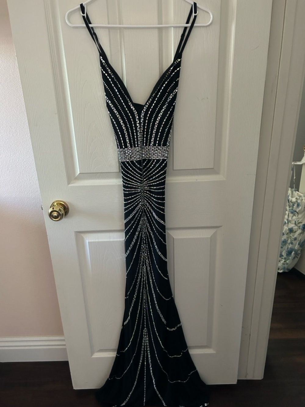 Windsor Black Beaded V-Neck Prom Gown